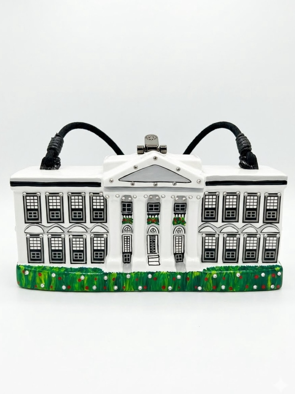 Vintage Timmy Woods Beverly Hills SIGNED Wood White House Clutch Purse